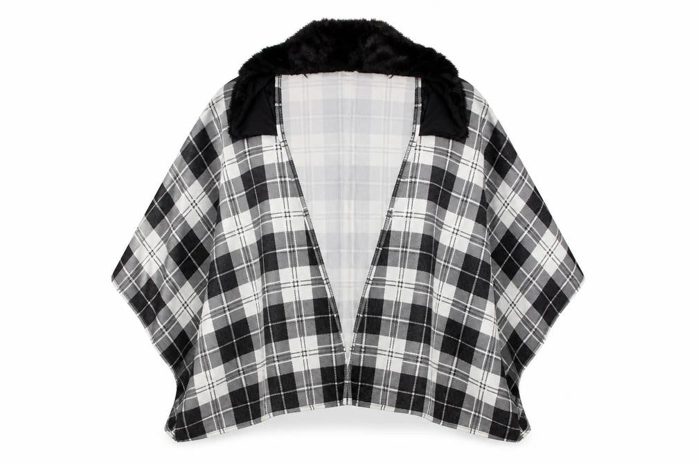 Charmine Womens Black Check Polyamide Shawl/Wrap