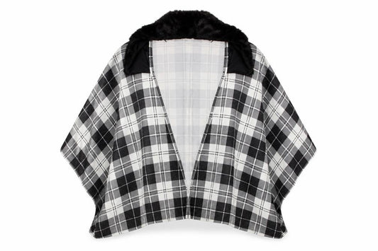 Front view of Charmine women’s black check polyamide shawl/wrap