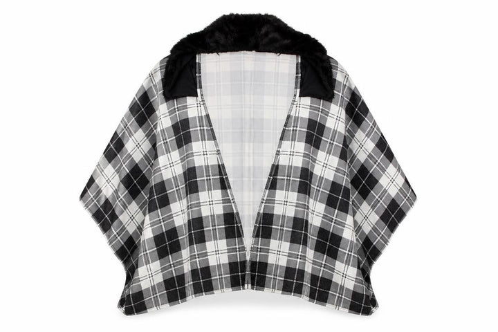 Charmine Womens Black Check Polyamide Shawl/Wrap