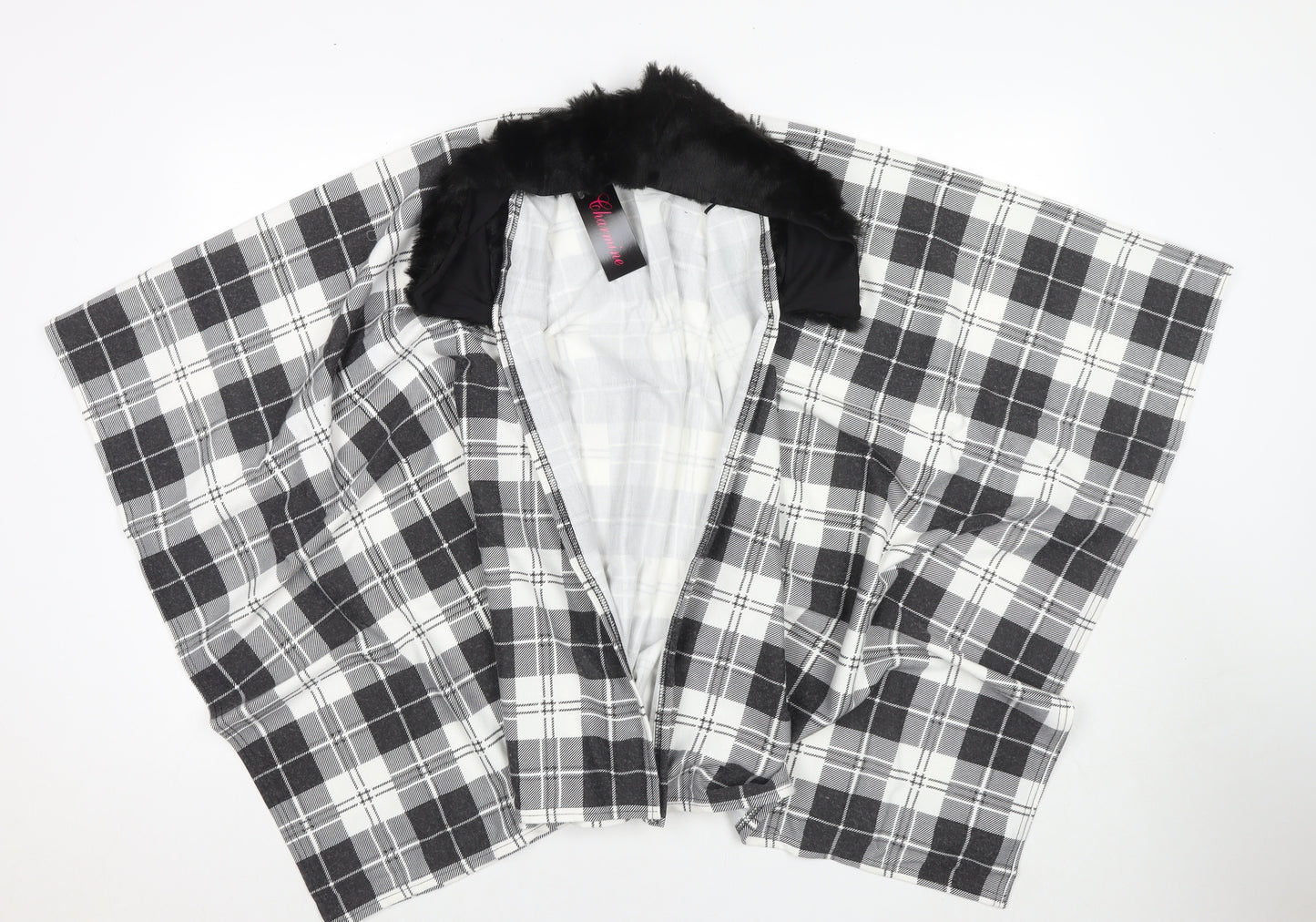 Charmine Womens Black Check Polyester Shawl/Wrap