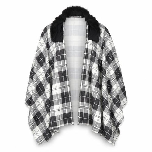 Charmine Womens Black Check Polyester Shawl/Wrap