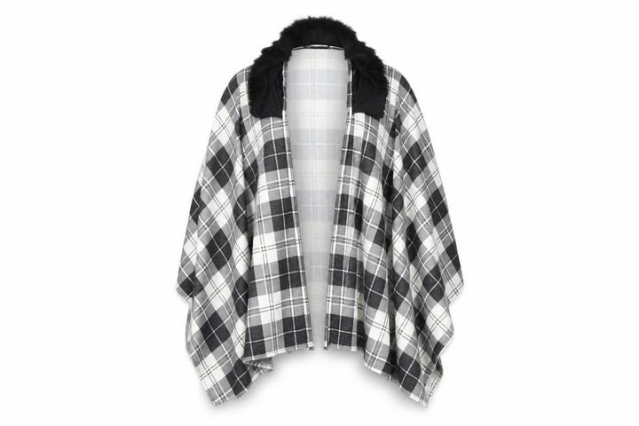 Charmine Womens Black Check Polyester Shawl/Wrap