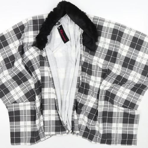 Charmine Womens Black Check Polyester Shawl/Wrap - Collared
