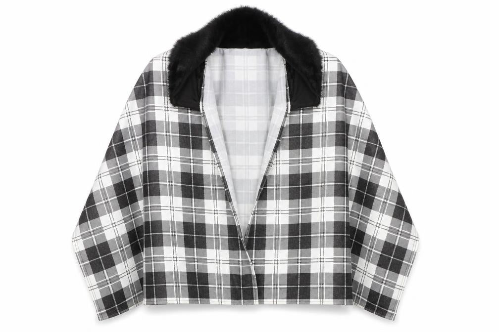 Charmine Womens Black Check Polyester Shawl/Wrap