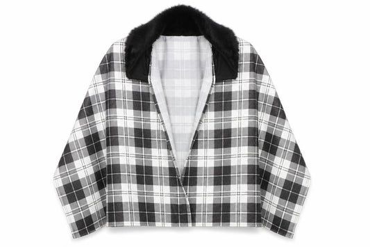 Front view of Charmine women’s black check polyester shawl/wrap