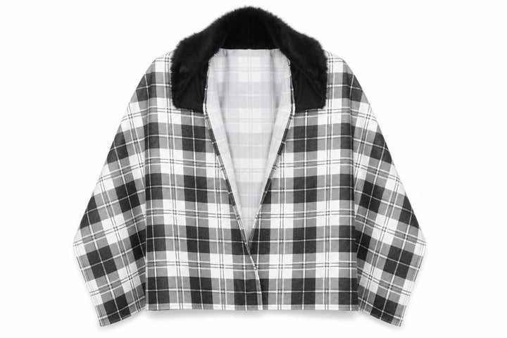 Charmine Womens Black Check Polyester Shawl/Wrap