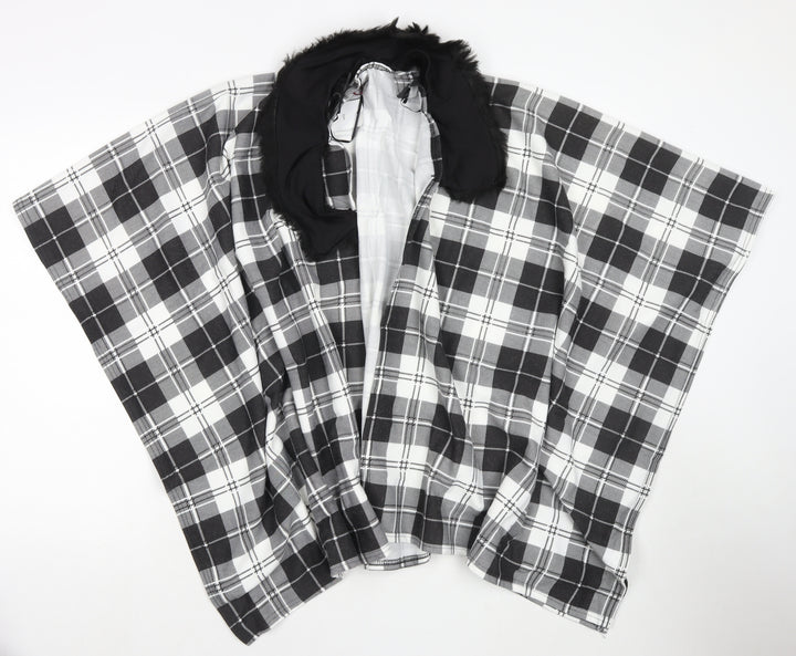 Charmine Womens Black Check Polyester Shawl/Wrap - Collared