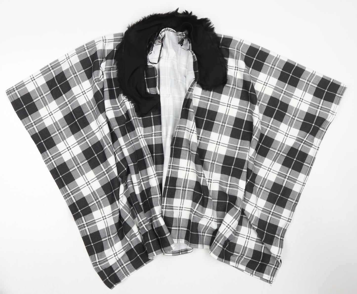 Charmine Womens Black Check Polyester Shawl/Wrap - Collared