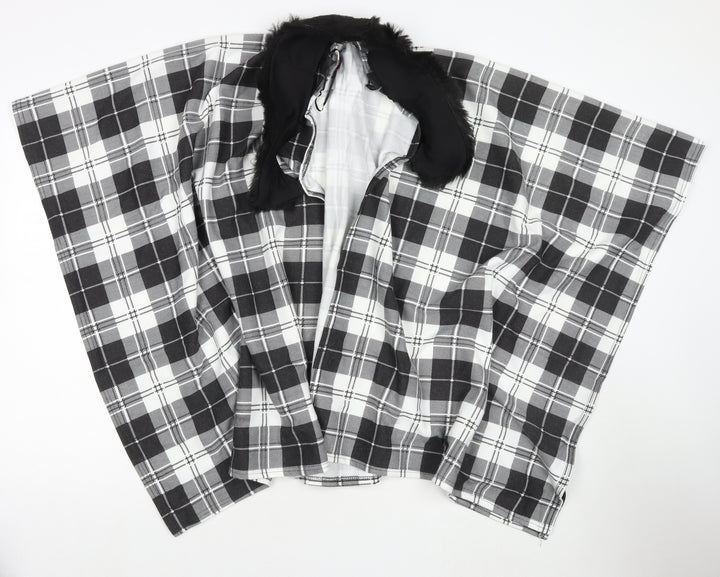 Charmine Womens Black Check Polyester Shawl/Wrap - Collared