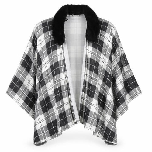 Charmine Womens Black Check Polyester Shawl/Wrap