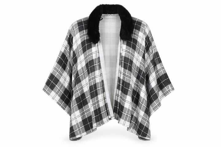 Charmine Womens Black Check Polyester Shawl/Wrap