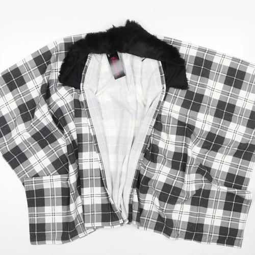 Charmine Womens Black Check Polyester Shawl/Wrap - Collared