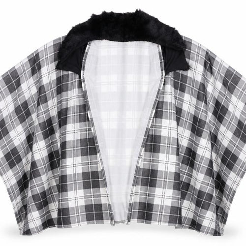 Charmine Womens Black Check Polyester Shawl/Wrap - Collared