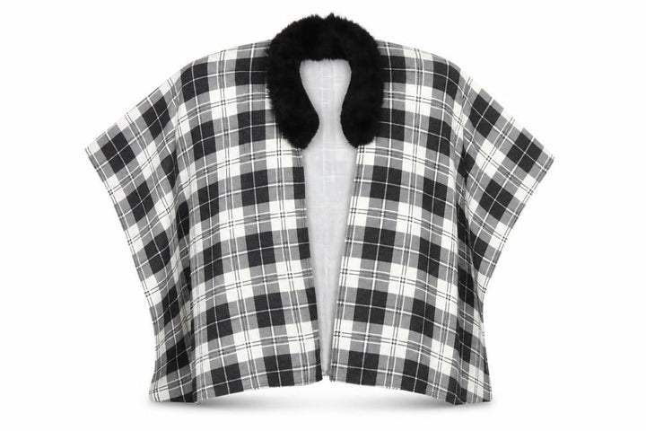 Charmine Womens Black Check Polyester Shawl/Wrap