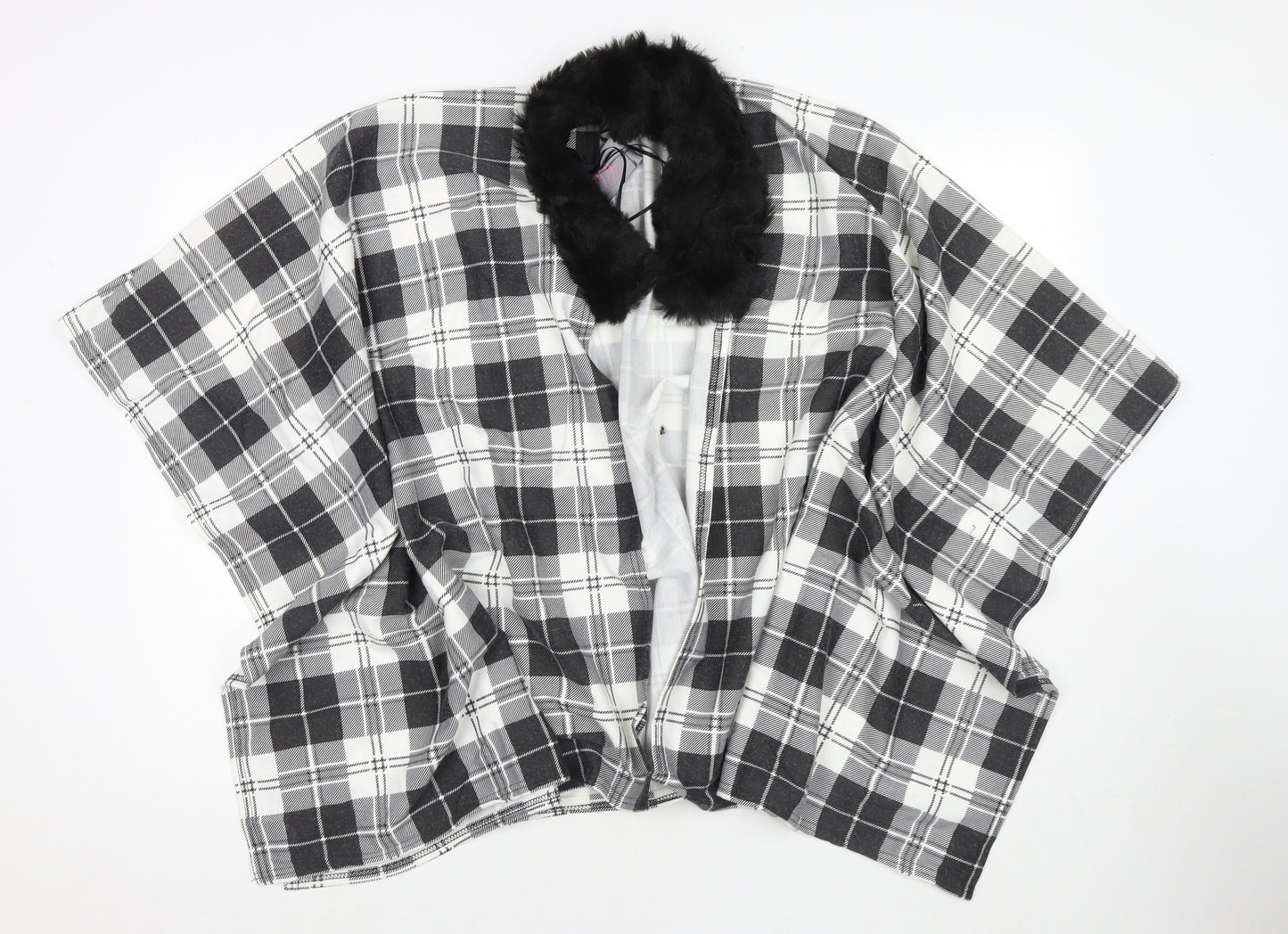 Charmine Womens Black Check Polyester Shawl/Wrap - Collared