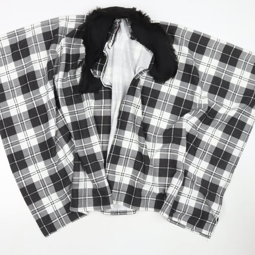 Charmine Womens Black Check Polyester Shawl/Wrap - Collared