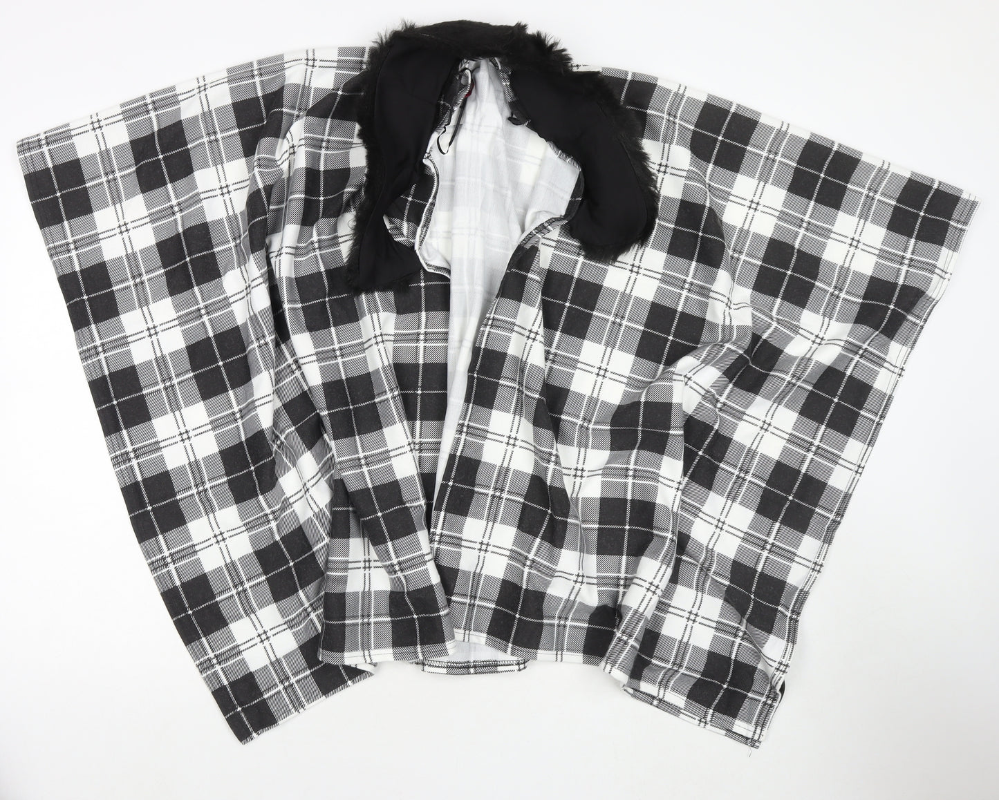 Charmine Womens Black Check Polyester Shawl/Wrap - Collared