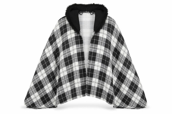 Charmine Womens Black Check Polyester Shawl/Wrap - Collared
