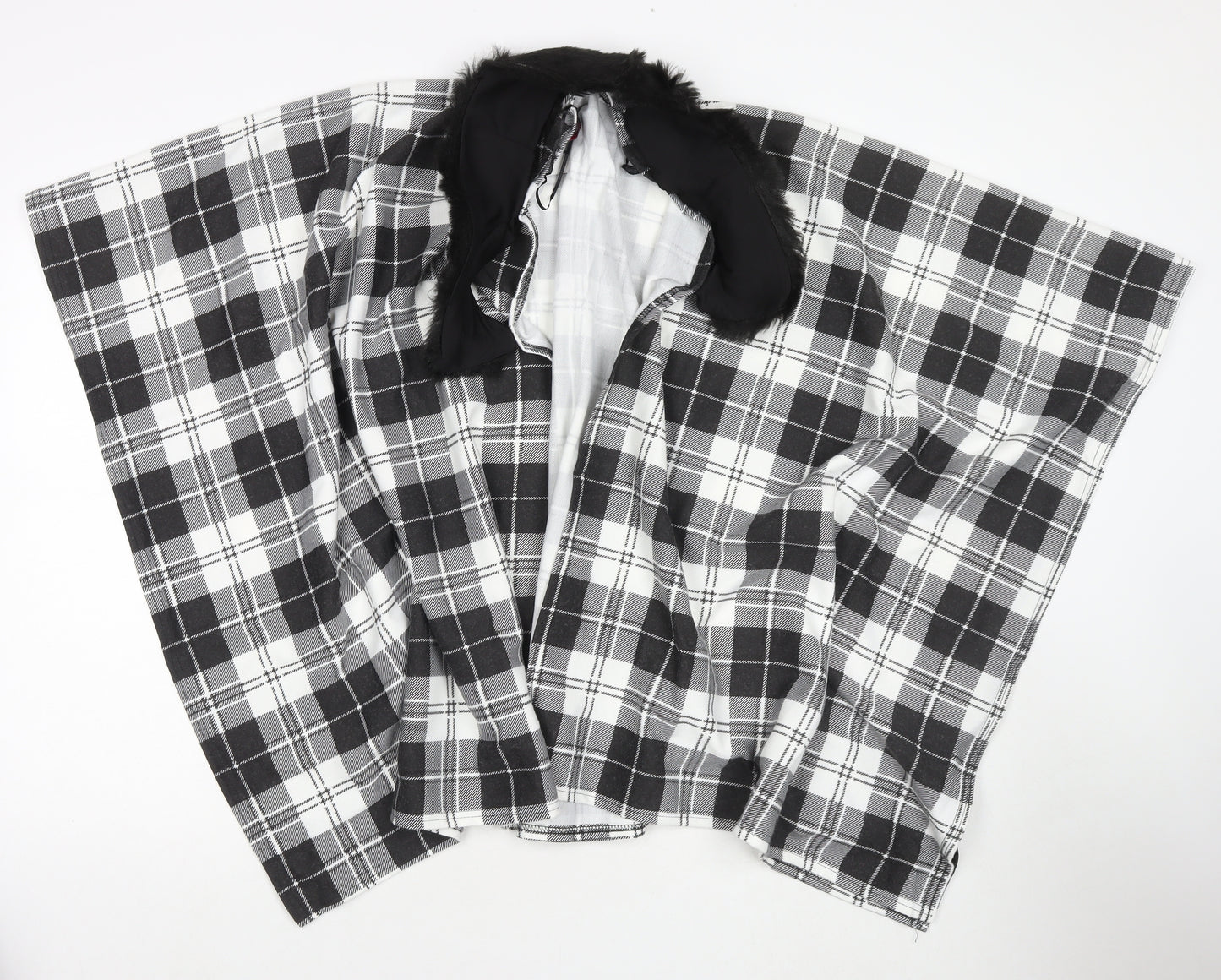 Charmine Womens Black Check Polyester Shawl/Wrap - Collared