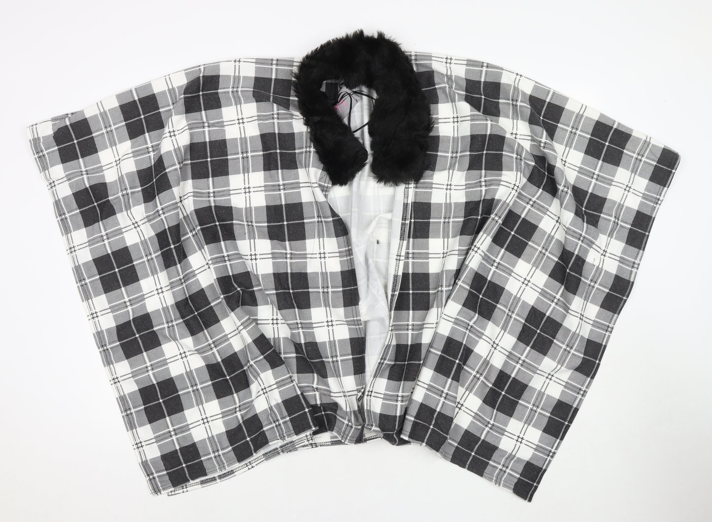 Charmine Womens Black Check Polyester Shawl/Wrap - Collared