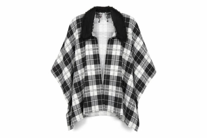 Charmine Womens Black Check Polyester Shawl/Wrap - Collared