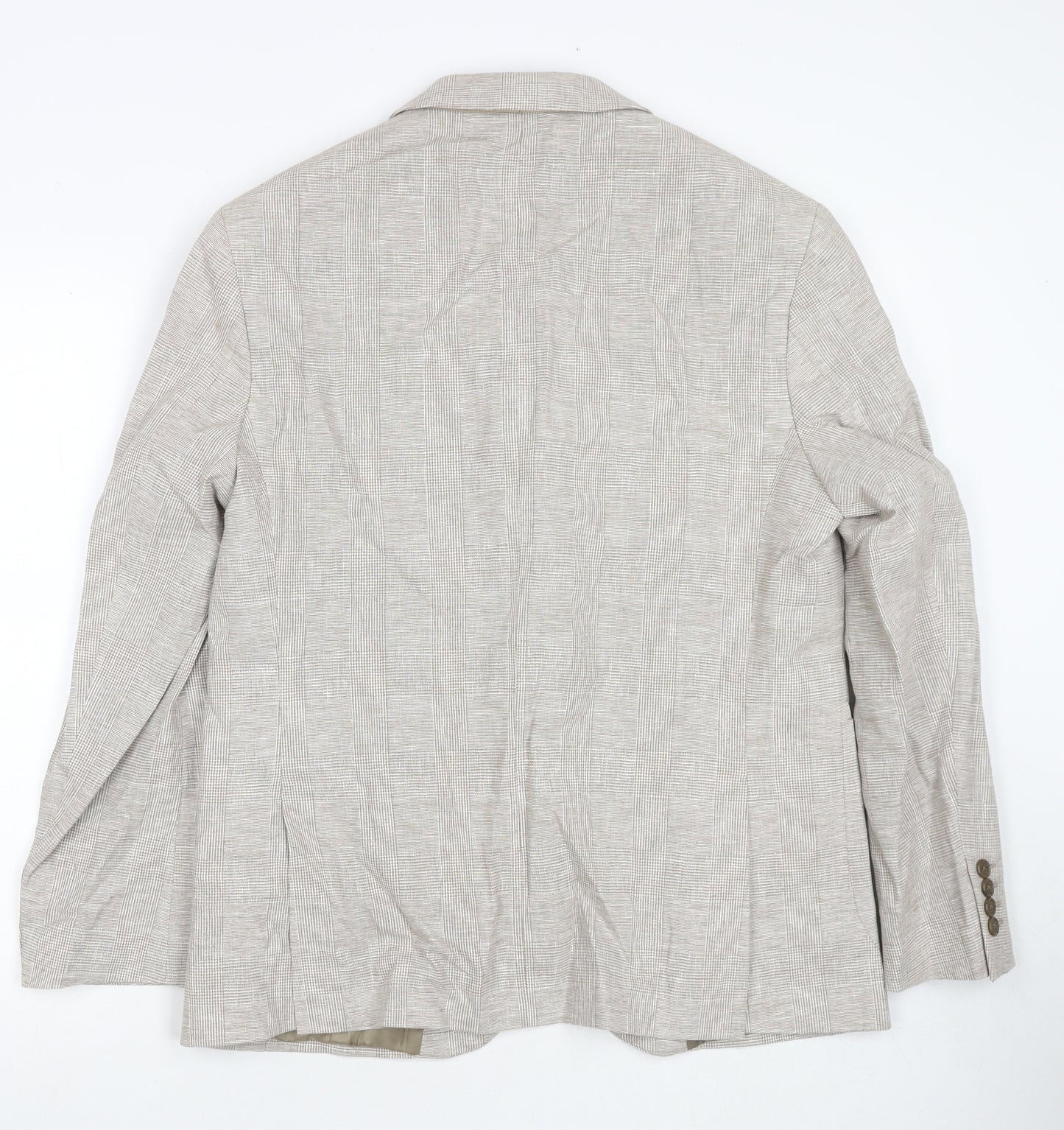 Marks and Spencer Mens Beige Check Leather Jacket Suit Jacket Size 42 Regular