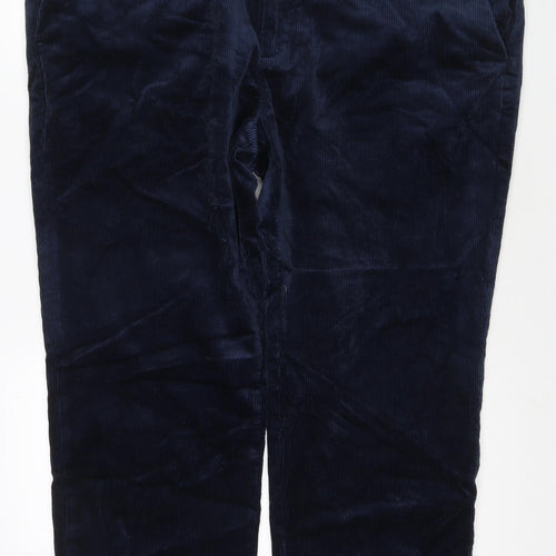 Marks and Spencer Mens Blue Cotton Trousers Size 46 in L29 in Regular Zip
