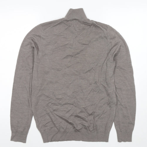 Autograph Mens Brown Collared Wool Pullover Jumper Size S Long Sleeve