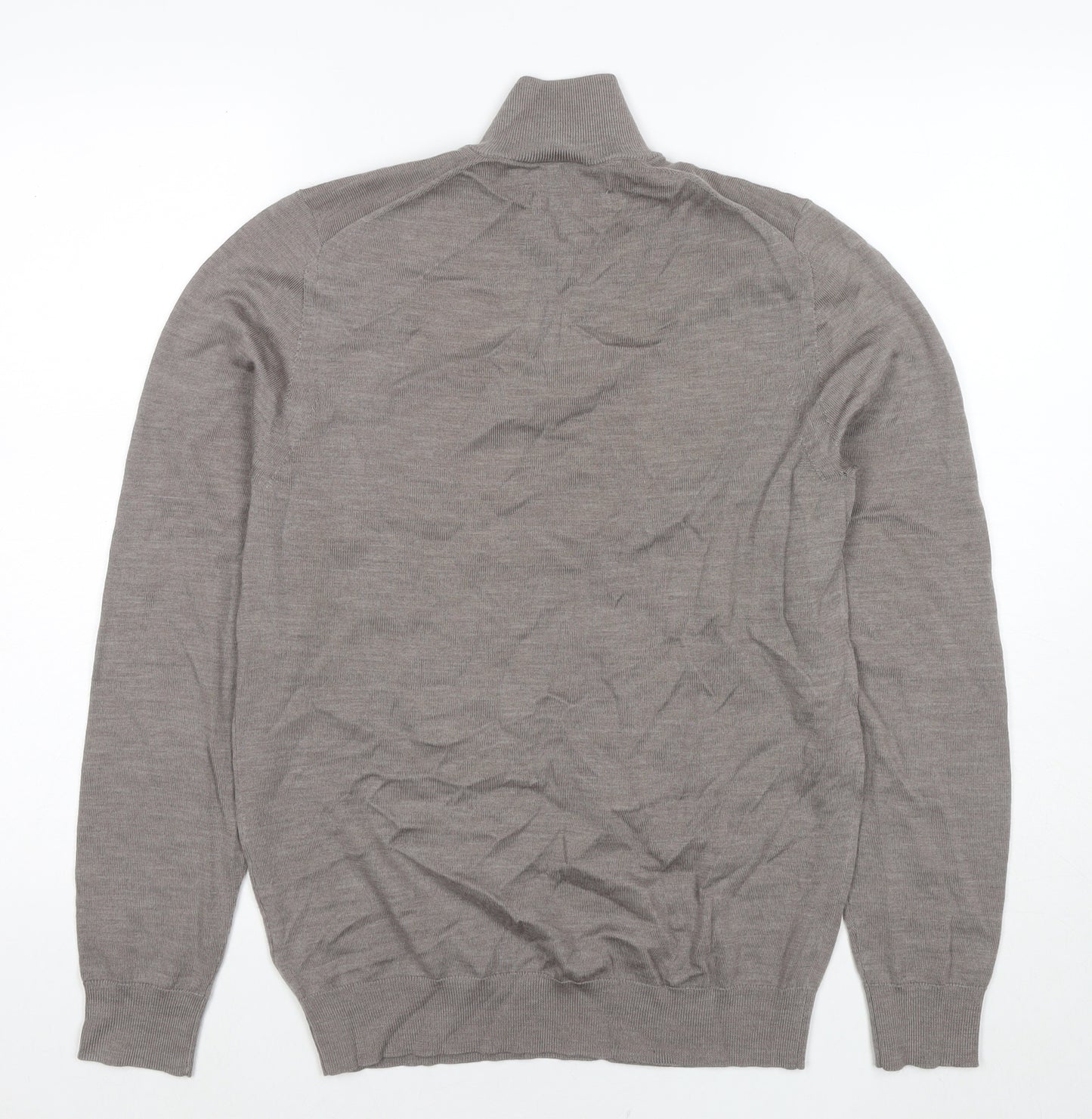 Autograph Mens Brown Collared Wool Pullover Jumper Size S Long Sleeve