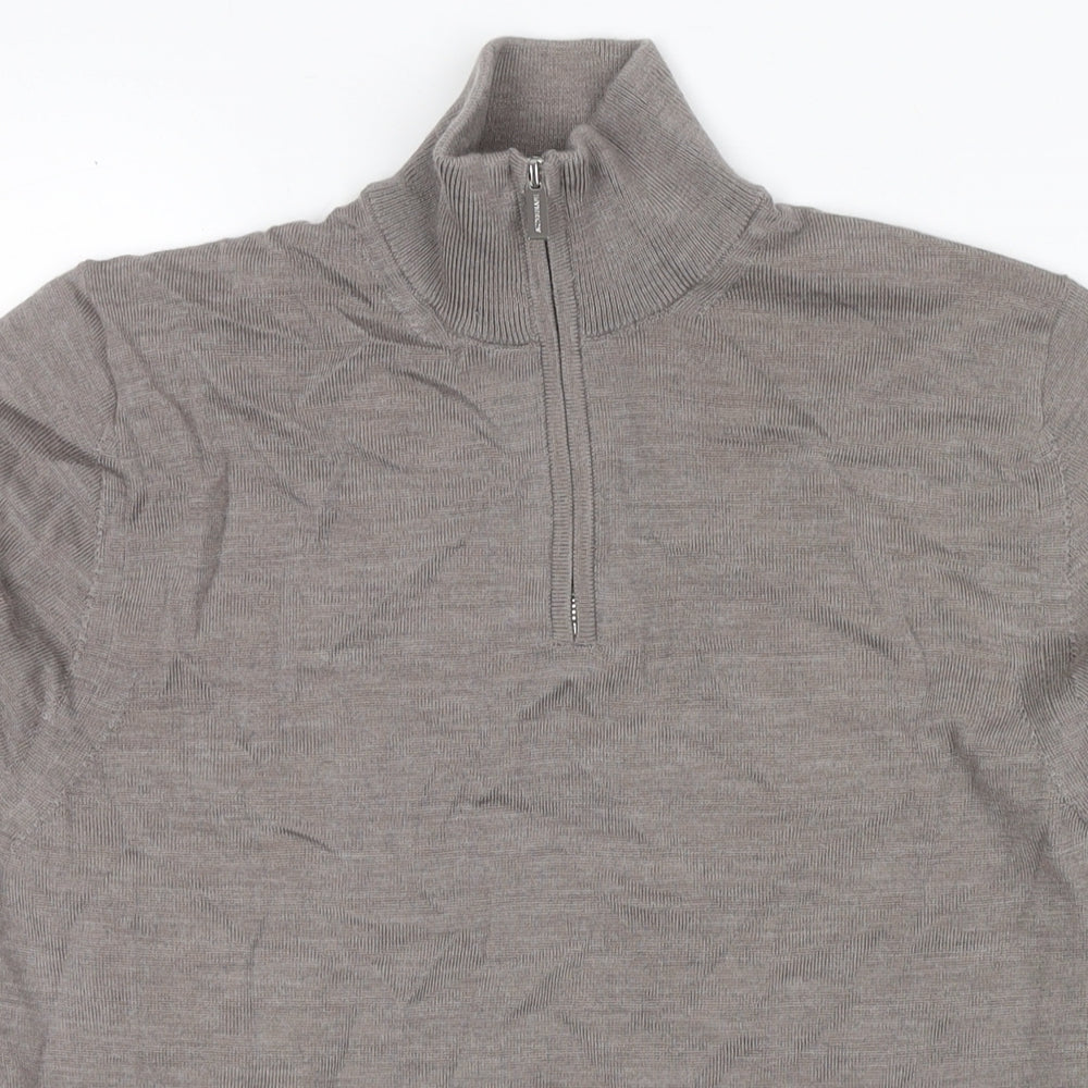 Autograph Mens Brown Collared Wool Pullover Jumper Size S Long Sleeve