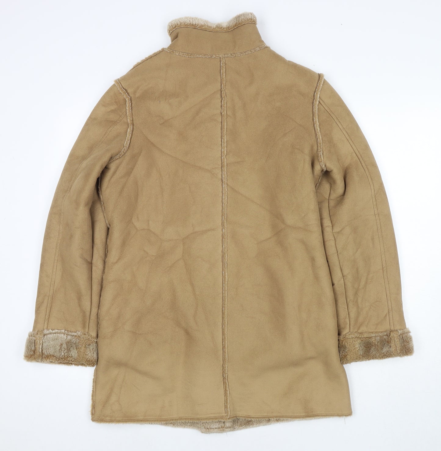 Debenhams Womens Brown Overcoat Coat Size 10 Button - Suede Type