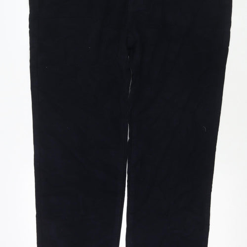 Marks and Spencer Mens Blue Cotton Trousers Size 42 in L33 in Regular Zip