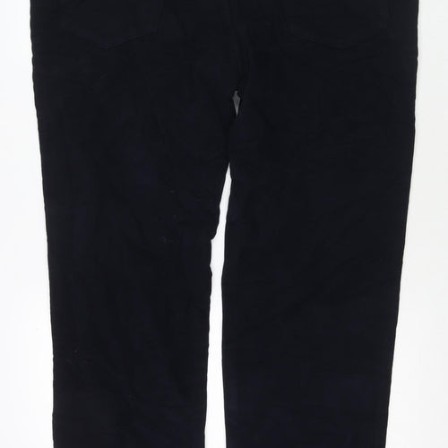 Marks and Spencer Mens Blue Cotton Trousers Size 42 in L33 in Regular Zip