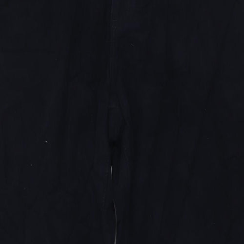Marks and Spencer Mens Blue Cotton Trousers Size 42 in L33 in Regular Zip