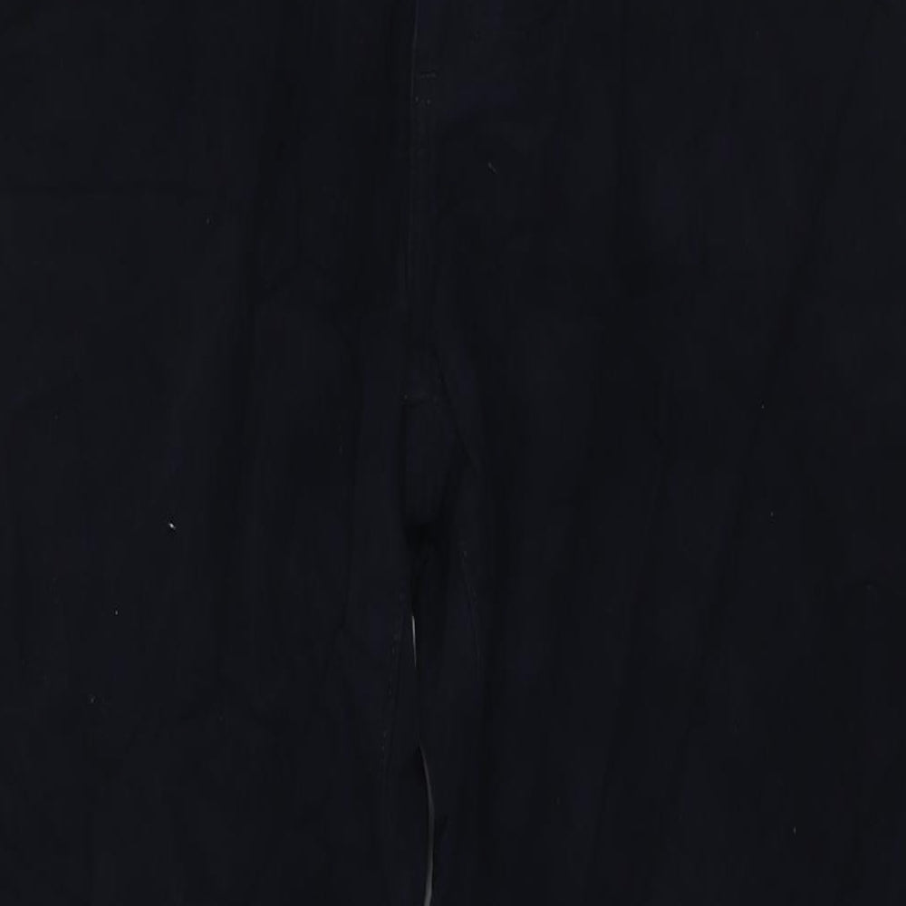 Marks and Spencer Mens Blue Cotton Trousers Size 42 in L33 in Regular Zip