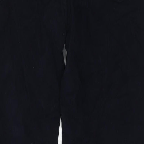Marks and Spencer Mens Blue Cotton Trousers Size 42 in L33 in Regular Zip