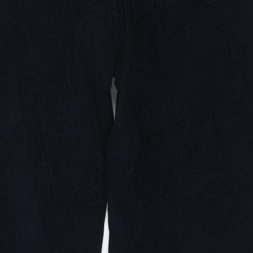 Marks and Spencer Mens Blue Cotton Trousers Size 42 in L33 in Regular Zip