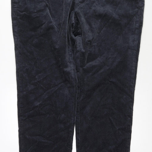 Marks and Spencer Mens Blue Cotton Trousers Size 42 in L33 in Regular Zip