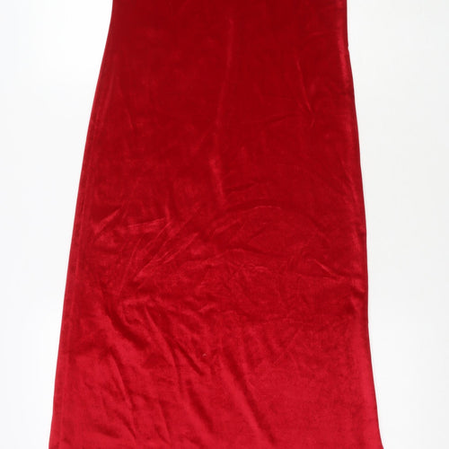 Made in U.K. Womens Red Polyester Maxi Size XS Round Neck Pullover - Side Slit(s)