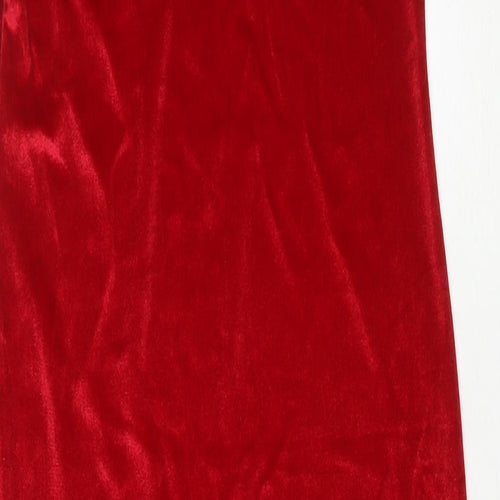 Made in U.K. Womens Red Polyester Maxi Size XS Round Neck Pullover - Side Slit(s)