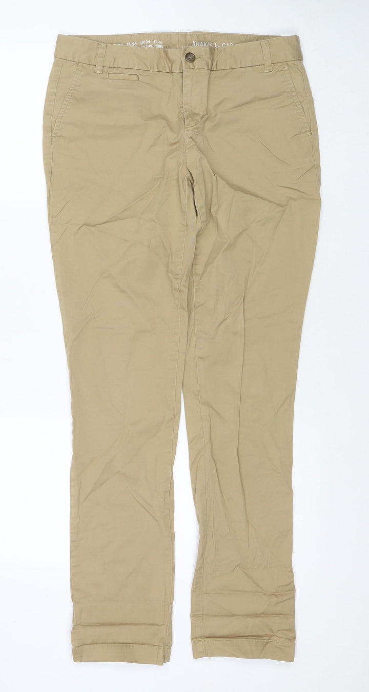 Gap Womens Beige Cotton Trousers Size 8 L31 in Regular Zip