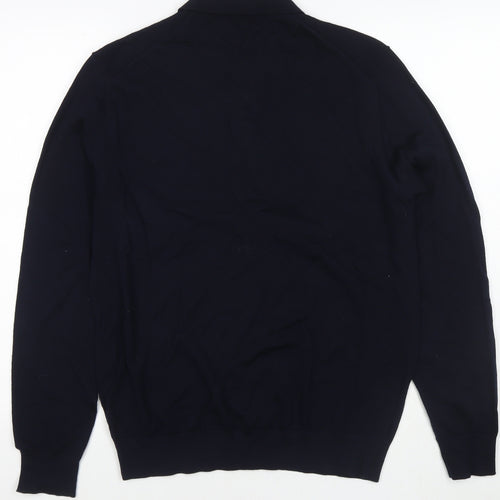 Autograph Mens Blue Wool Polo Size M Collared Zip