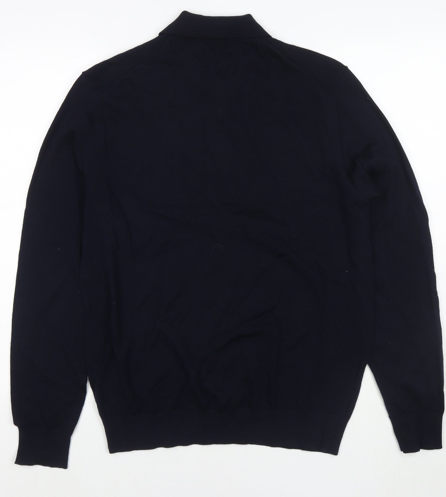 Autograph Mens Blue Wool Polo Size M Collared Zip