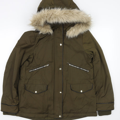 Zara Womens Green Jacket Coat Size M Zip