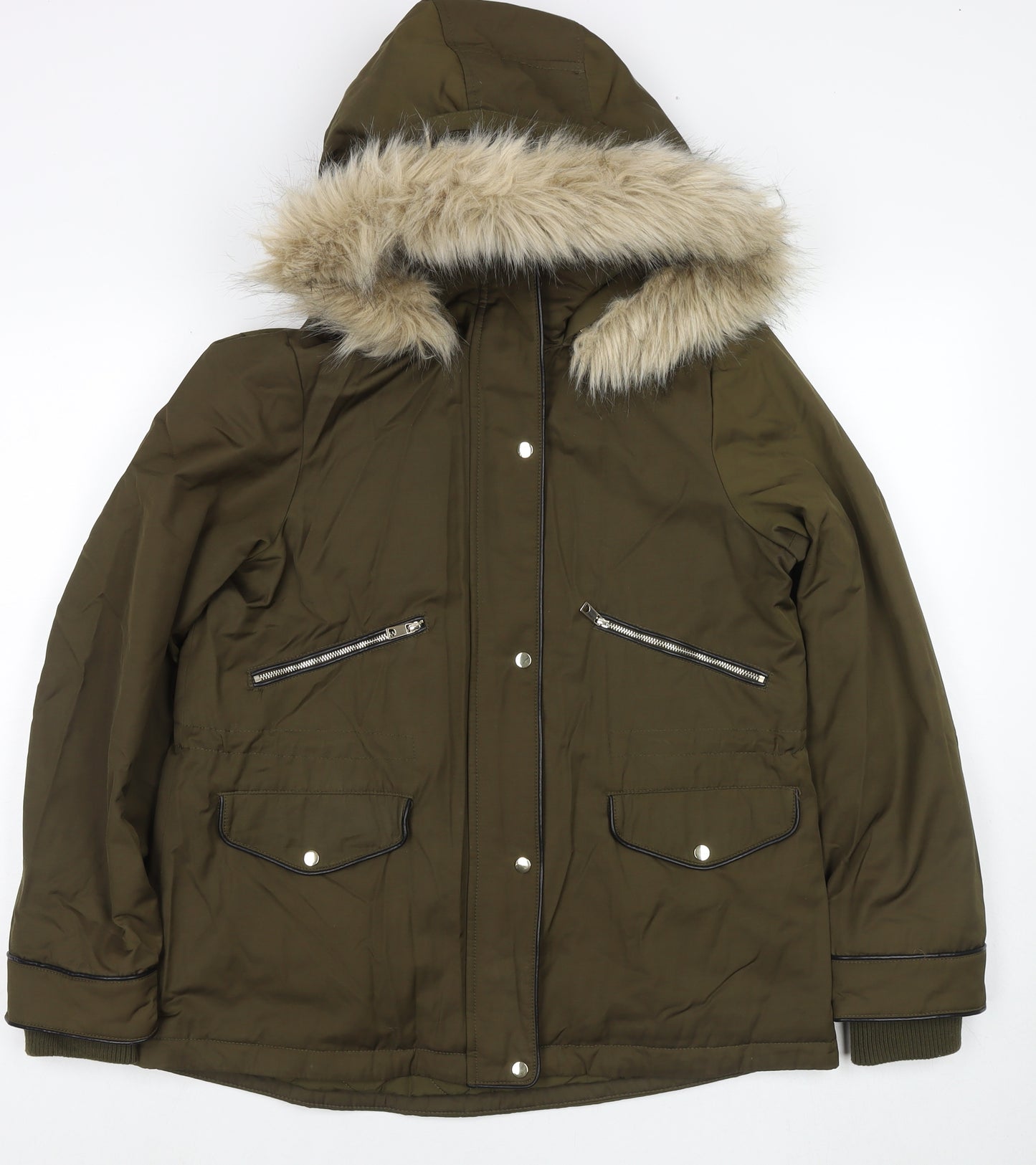 Zara Womens Green Jacket Coat Size M Zip