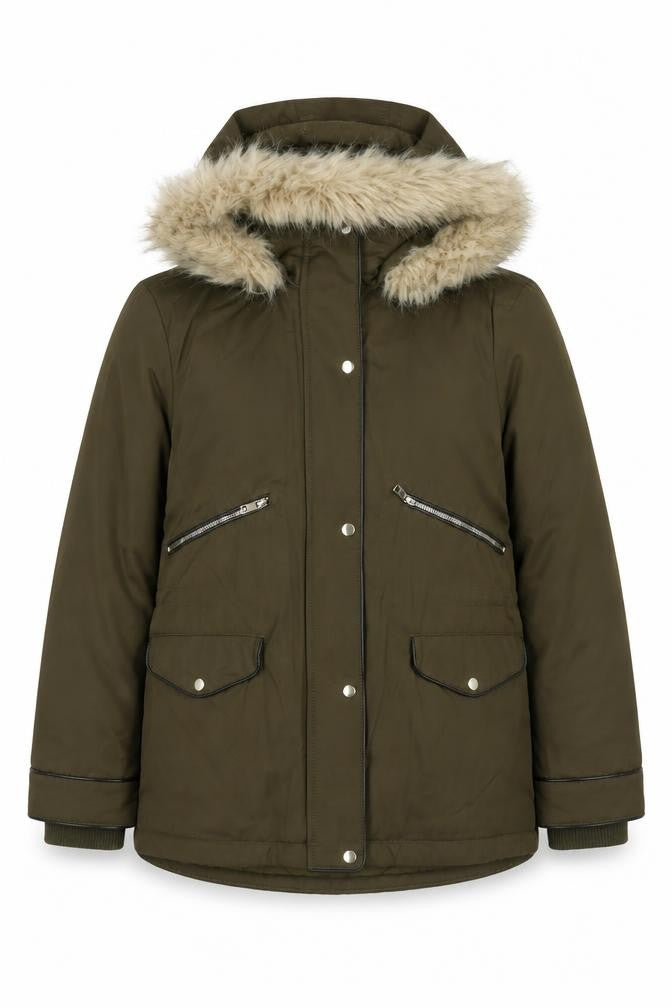 Front view of Zara women’s green jacket coat, size M, zip