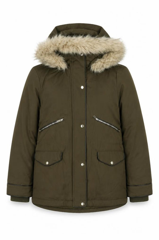 Front view of Zara women’s green jacket coat, size M, zip