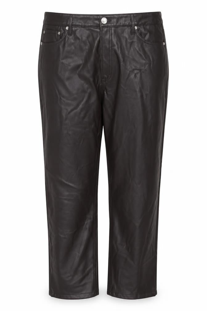 Front view of Marks & Spencer women’s brown polyester trousers, size UK 18, 25-inch leg regular zip - short
