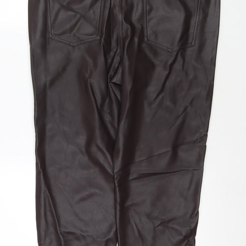 Marks and Spencer Womens Brown Polyester Trousers Size 18 L25 in Regular Zip - Short