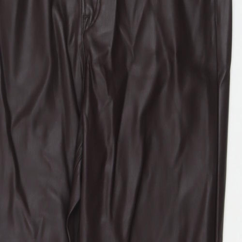 Marks and Spencer Womens Brown Polyester Trousers Size 18 L25 in Regular Zip - Short